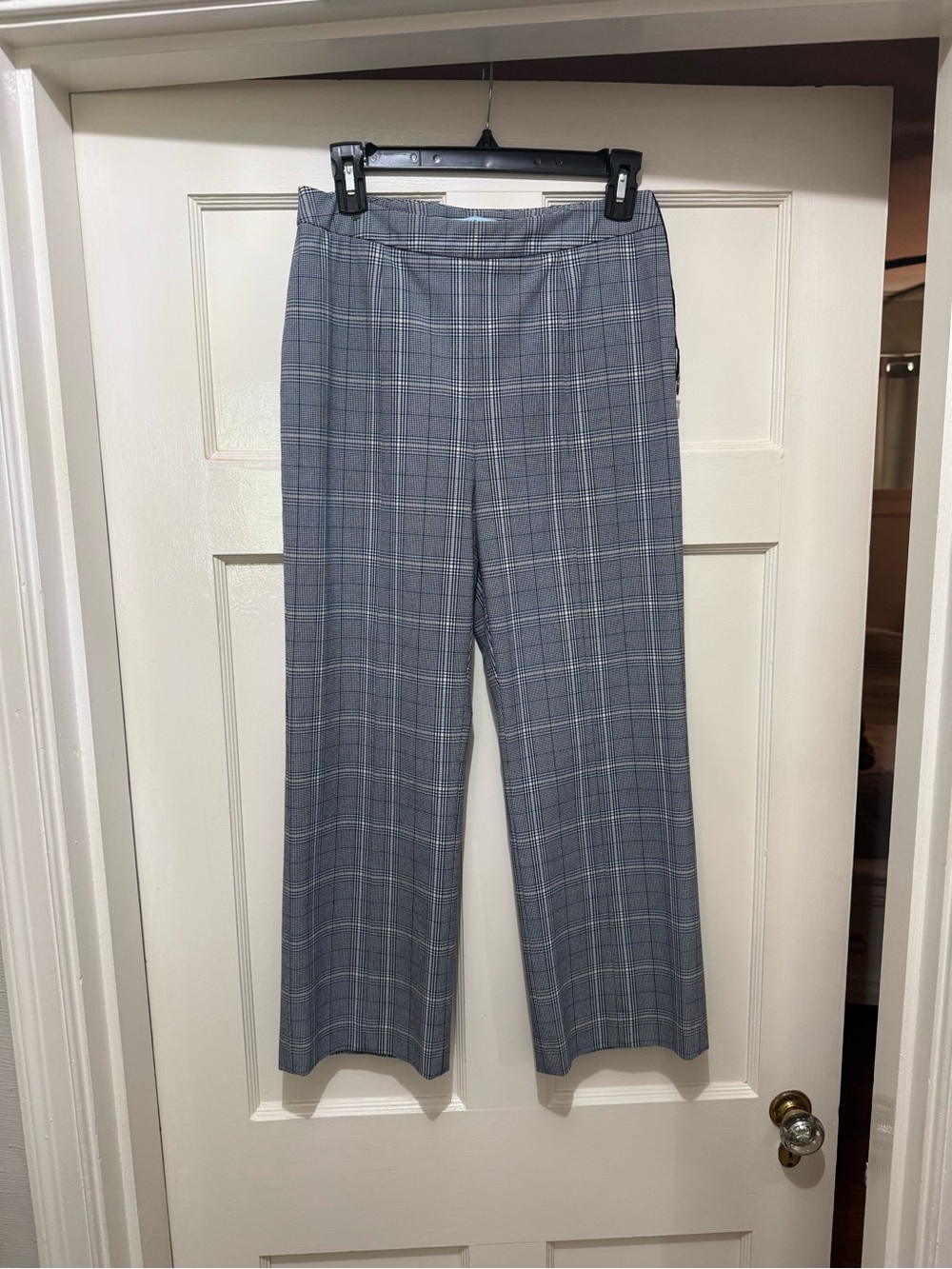ANTONIO MELANI Gray Plaid Straight-Leg Trousers